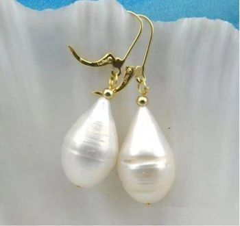 Bauda Papuošalai, Auskarai, Lašas Auskarai 10-kaip 14mm AAA Akoya baltos spalvos natūralių perlų auskarai