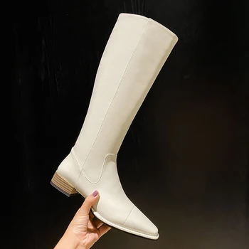 Dizainas, Storas mažas Kulniukai moterų batai Originali Letaher Kelio ilgi Batai Classic Naujausias Darbo Basic 