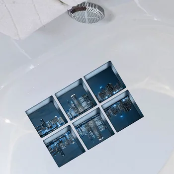 Naujas 3D Vonios kambarys Produktų 6pcs 13x13cm Vonia lipdukas 3D Neslidžios Vonia Appliques vonia aplinkosaugos ¾enklelis, Vonia, Vonios Decal PVC Freskos