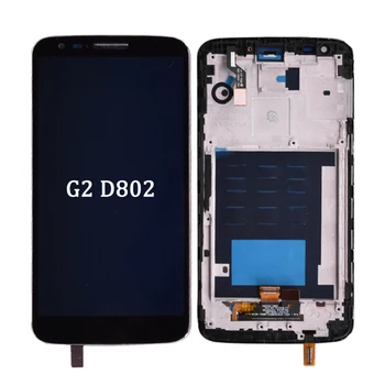 Originalą LG G2 D802 LCD Ekranas Touch screen + skaitmeninis keitiklis komplektuojami su rėmo Juodos ir baltos spalvos lcd