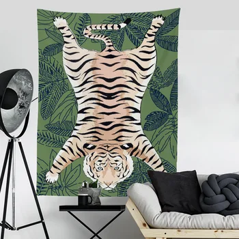 Džiunglių Tigras Mergina Gobelenas Sienos Kabo Fone Audinio Namų Miegamąjį Kambarį Papuošalai