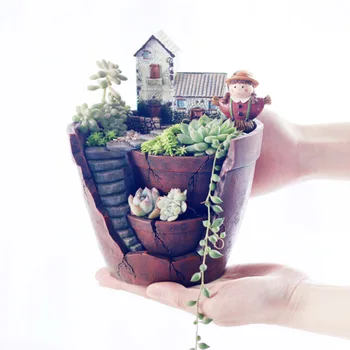 3D Pasakų Sodas Puodą Gėlių Sultingi Augalų Puodą 