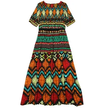 Guesod 2018 M. Vasaros Moterų Suknelė Vintage Nacionalinės Tendencijos Spausdinti Plius Dydis Moterų Šventė Šilko Suknelė Nauja