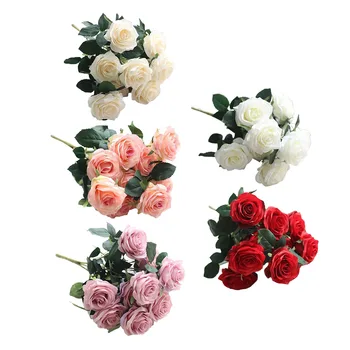 Gėlių Modeliavimas Puokštė Rožių Gėlių Dirbtinių Gėlių Ornamentais, 10 Galvų Europos Stiliaus Kambarį Prancūzijos Apdaila