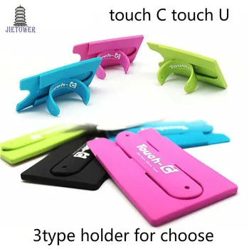 Palieskite C Touch U, One Touch Silikono Stovėti Piršto Žiedas su Gyvis kortelė, maišelis Telefono Turėtojas Vijurkas 