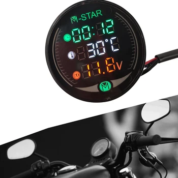 Motociklo Voltmeter Laikas Temperatūros LED 3-in-1 Skaitmeninis LED Įtampos Matuokliu, Suzuki rmz 250 450 drz 400 sm RMX250 RMZ250