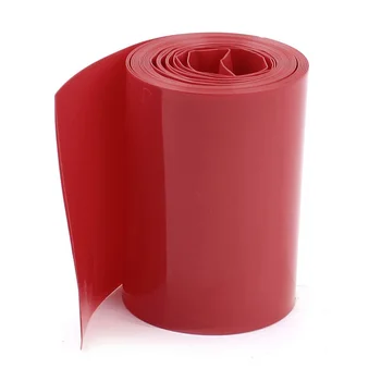 2M 50mm Pločio PVC Šilumos Susitraukiančių Wrap Vamzdis, Raudona 2 x 18650 Baterija