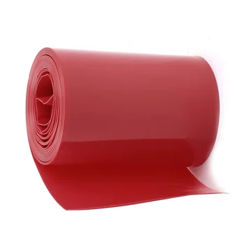 2M 50mm Pločio PVC Šilumos Susitraukiančių Wrap Vamzdis, Raudona 2 x 18650 Baterija