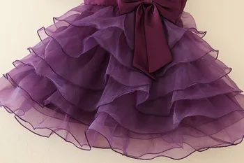 Violetinė Duobute Lankas Gėlių mergaičių Krikštynos, Chalatai Kūdikių Pirmosios Komunijos Suknelės Bamblys krikšto suknelė 1 Metų Gimtadienio Suknelė