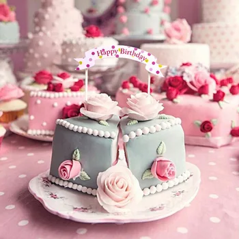 1Pc Laimingas Birtay Banner Vėliavos Cupcake Pyragas Topper Vėliavas, Baby Shower Vaikas Birtay Šalies Prekių Torto Kepimo Šalies Dekoratyvinis