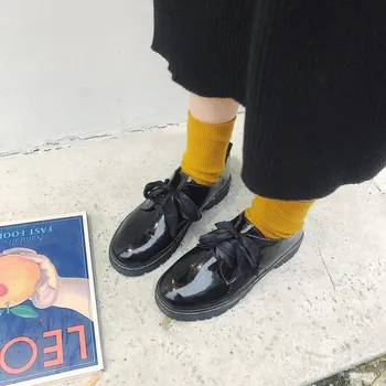 2020 m. pavasarį mažas odos batai moterų retro Britų vėjo laukinių Sen studentas vieno batai moteriška storio apačioje odiniai batai J14-84