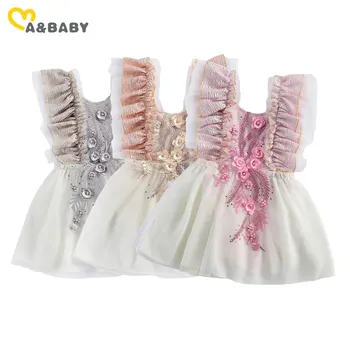 Ma&Baby 0-24M Princesė Naujagimiui Kūdikių Mergaičių Gėlių Nėrinių Suknelė Raukiniai Tutu Šalis Gimtadienio, Vestuvių Suknelės Baby Girl