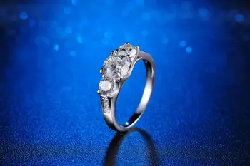 Testas Teigiamas, 1.7 Ct D-E Laboratorijoje Auginamos Moissanite Deimantų Žiedas Grožio Brangakmenis, 925 Sidabras Vestuvinis Žiedas Moterų Žiedas