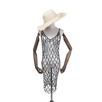 Seksualus Backless V Kaklo Žvejybos Tinklas Pentagram Suknelė 2020 Naujas Mados Rankovių Tuščiaviduriai Iš Juodo Tinklelio Mini Suknelė Moterų Paplūdimio Drabužiai