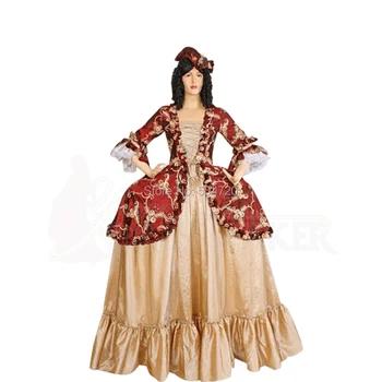 Klientų užsakymą!Raudona Siuvinėjimo Rūmų Viktorijos suknelės Epochų pilietinio Karo, Revoliucijos Rokoko Dress Helovinas Gow suknelė HL-167