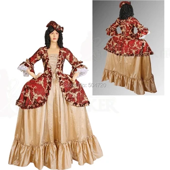 Klientų užsakymą!Raudona Siuvinėjimo Rūmų Viktorijos suknelės Epochų pilietinio Karo, Revoliucijos Rokoko Dress Helovinas Gow suknelė HL-167