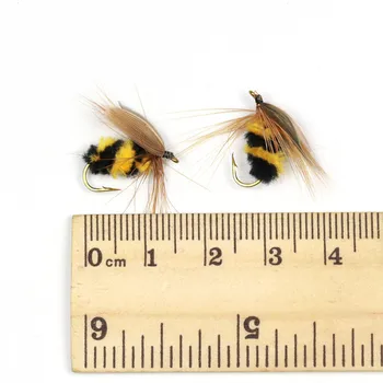 10vnt Bumble Bee Žvejybos Masalas Netikrą Žvejybos Masalas, Dirbtiniai Vabzdžiai Masalas Bionic Plunksnų Bumble Bee Jaukų Masalas Skristi Upėtakis