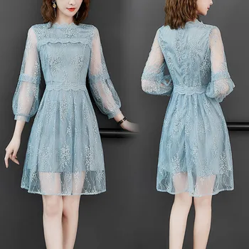 2019 Naujas Vasaros Siuvinėjimo Šifono Suknelės Mados Plonas Nėrinių Moterų Suknelės, Temperamentas Elegantiškas A-Line Dresses LJ2333