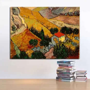 Van Gogh Peizažas Su Namu Ir Ploughman Meno Drobė Plakatas, Tapyba Sienos Nuotrauka Spausdinti Modernių Namų Miegamojo Dekoravimo Ir Apipavidalinimo