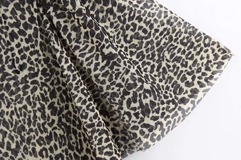Rudenį Seksualus, O Kaklo Leopard Print Suknelė Moterims Vasaros Trumpomis Rankovėmis Raukiniai Linijos Suknelė Plonas Moterų Mini Šalies Vestidos