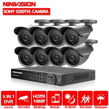 NINIVISION 8CH HDMI 1080P 8 Kanalo 1080N HAINAUT CCTV DVR SONY 1200TVL Vaizdo Stebėjimo, Apsaugos Sistema 8 kulka lauko Kamera