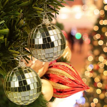 2vnt Kalėdų Disco Balls Veidrodėlis veidrodėlio Stiklas Kamuolys Hotel Bright Kamuolys Mall Festivalių Ornamentu Kalėdų Eglutės Kabo Pakabukas