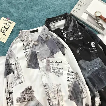 Marškinėliai Vyrams Spausdinti Harajuku Japonų Stiliaus Visas rungtynes, Laisvi 2XL Mados Shirt Mens Prašmatnus Kasdien Aukštos Kokybės Patogus, Minkštas Viršų