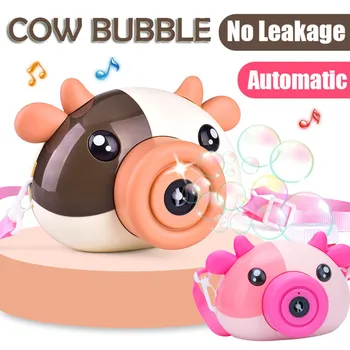 Mielas Animacinių filmų Karvė Kamera Vaikams Baby Bubble Machine Lauko Automatinė Burbulas Maker Dovana Draugei, Vonios Žaislai Vaikams