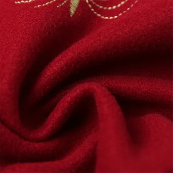 Aukštos Kokybės Gėlių Siuvinėjimas Vilnonis Suknelė Moterims, Elegantiška Vintage Slim Įžymybė Trimitas Skraiste Femme Kalėdų Vakarėlį Vestido Raudona