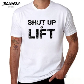 BLWHSA SHUT UP & LIFT Mados Marškinėliai Vyrams Medvilnės Vasaros Multi-spalvos Pasirinktinai, T-marškinėliai, Kūrybinis Dizainas Viršūnes Tees Fitneso Drabužių