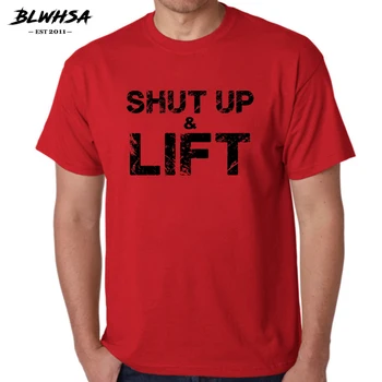 BLWHSA SHUT UP & LIFT Mados Marškinėliai Vyrams Medvilnės Vasaros Multi-spalvos Pasirinktinai, T-marškinėliai, Kūrybinis Dizainas Viršūnes Tees Fitneso Drabužių