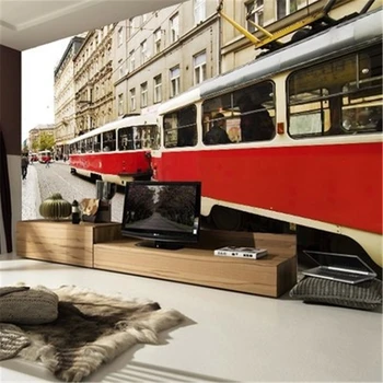 Beibehang 3d freskos Europos modernus minimalistinis gyvenamojo kambario, miegamojo asmeninį tapetai Anglija Gatvės autobusų 3d foto tapetai