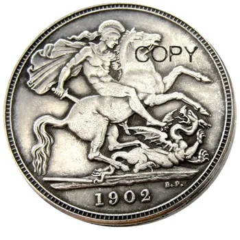 (UF85)Didžiosios Britanijos EDWARD VII vieną Vainiką 1902 Sidabro Padengtą Kopijuoti Monetos