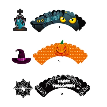 Helovinas Cupcake Rėžtuvės Wrappers - Zombie Vertus voratinklyje Moliūgų Skrybėlę Torto Dekoracijos Prekių Helovinas Džiaugtis 24pcs