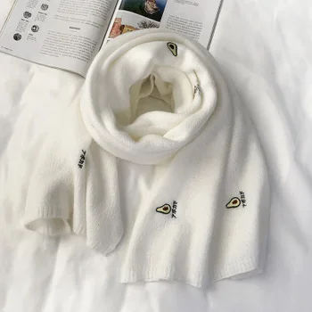Avokado megzti žiemos skara dėvėti su moterų šiltas kaklo prabangūs dizainerio šilko skara mados skara