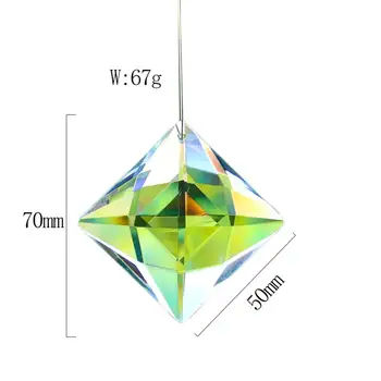 50MM 1 skyles kristalų stiklas briaunotas kvadratinių karoliukai K9 sietynas 