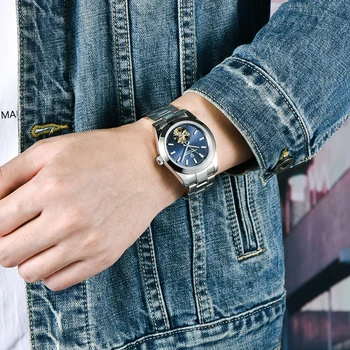 PAGANI DIZAINO Mechaninė Automatinė Vyrų Laikrodžiai, Nerūdijančio Plieno, atsparus Vandeniui 100M Blue Fashion Classic Rankiniai Laikrodžiai Reloj Hombre