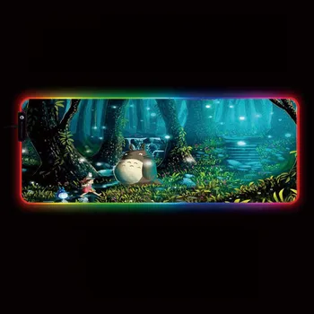 XGZ Mano Kaimynas Totoro LED Apšvietimas Pelės Mygtukai RGB Kompiuterio Pelės Kilimėlis, Didelis Kilimėlis, skirtas Stalas Laptop Notebook Žaidimų Pelės Mygtukai