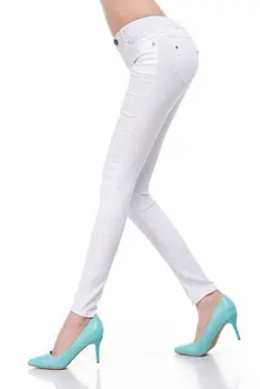 Mados Moterų Kelnes Saldainiai Džinsai 2018 M. Pavasarį, Rudenį Pieštuku Kelnės Slim Atsitiktinis Moterų Ruožas Kelnės Baltos Jean pantalones mujer