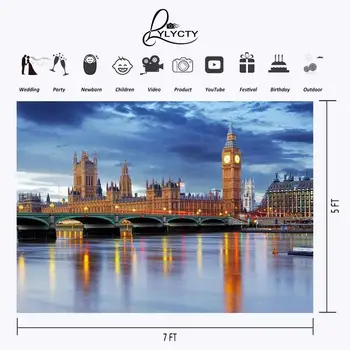 7x5ft Londono Big Benas Fonas Europos Pastatų Britų Sutemų Peržiūrėti Fotografijos Fone