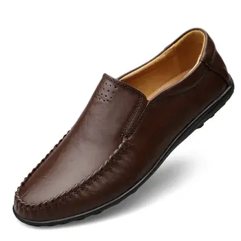 Vyrų odos kvėpuojantis vasaros tingus batai vyriški laisvalaikio dienos šalies Komfortą butas Oksfordo bateliai, dydis 44