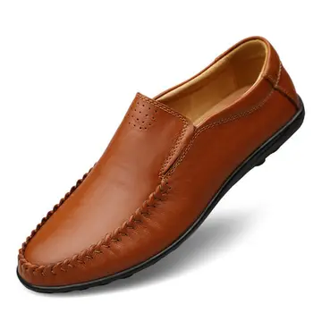 Vyrų odos kvėpuojantis vasaros tingus batai vyriški laisvalaikio dienos šalies Komfortą butas Oksfordo bateliai, dydis 44