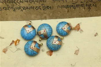 TBP340 Nepalas Imituojamas Dervos Turas Bud Pakabučiai 26mm Tibeto Amuletas Raudona Mėlyna Pakabukai Tibeto Rankų darbo Papuošalai, Amuletai