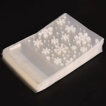 100VNT Mini Plastiko Slapukas maisto Maišą Skaidrus Šveitimas Butas Kišenėje Kalėdų Snaigės 