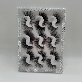 Blakstienos knyga 9 poros 3D mink blakstienas su deimantu, 25MM Blakstienos nemokamas pristatymas Mink Blakstienas Makiažo Storio