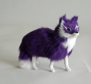 Kūrybos realiame gyvenime, fox modelis, plastinė ir kailių modeliavimas naujas violetines fox lėlės dovana, apie 16x12cm xf2798