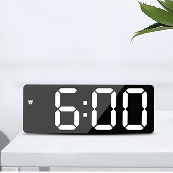 LED Veidrodis Ekrano Žadintuvas Kūrybos Skaitmeninis Laikrodis, Valdymas Balsu Atidėjimo Laikas, Data, Temperatūra Ekranas Stačiakampis/Apvalus Stilius