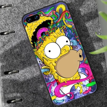 Juokinga Simpson animacinių filmų Telefono Padengti Korpuso HUAWEI honor 7a 8 8s 8a 8x 9x 9 10 20 i Pro Lite juoda Funda Mados Ląstelių