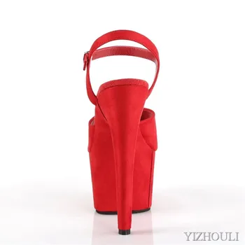 17cm stiletto vasaros sandalai moterims, 7in suede wrap, stilingas ašigalio šokių basutės
