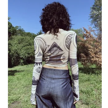 XUXI 2020 m. Moteris Marškinėlius Triko Grafinis Geometrinis Modelis Seksualus Perspektyvos Filtras T-marškinėliai, Kojinės Apačioje Elastinga Viršuje FZ1047